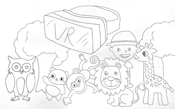 Drawing of VR Zoo Experience